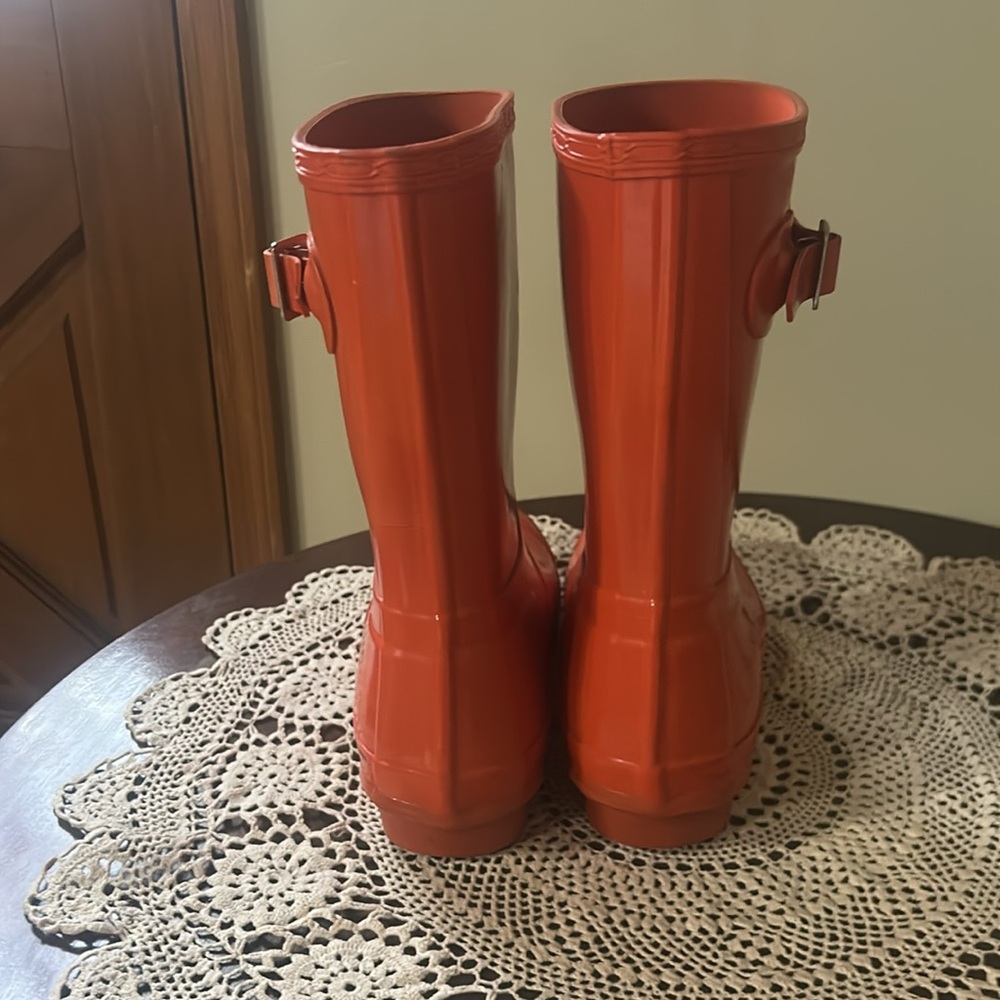 Hunter Original short gloss Orange Rain Boots size 6 - Picture 5 of 9